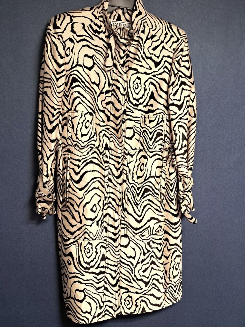 VINTAGE SILK & COTTON CARLISLE LADIES SNAP FRONT ANIMAL PRINT DRESS SIZE 8